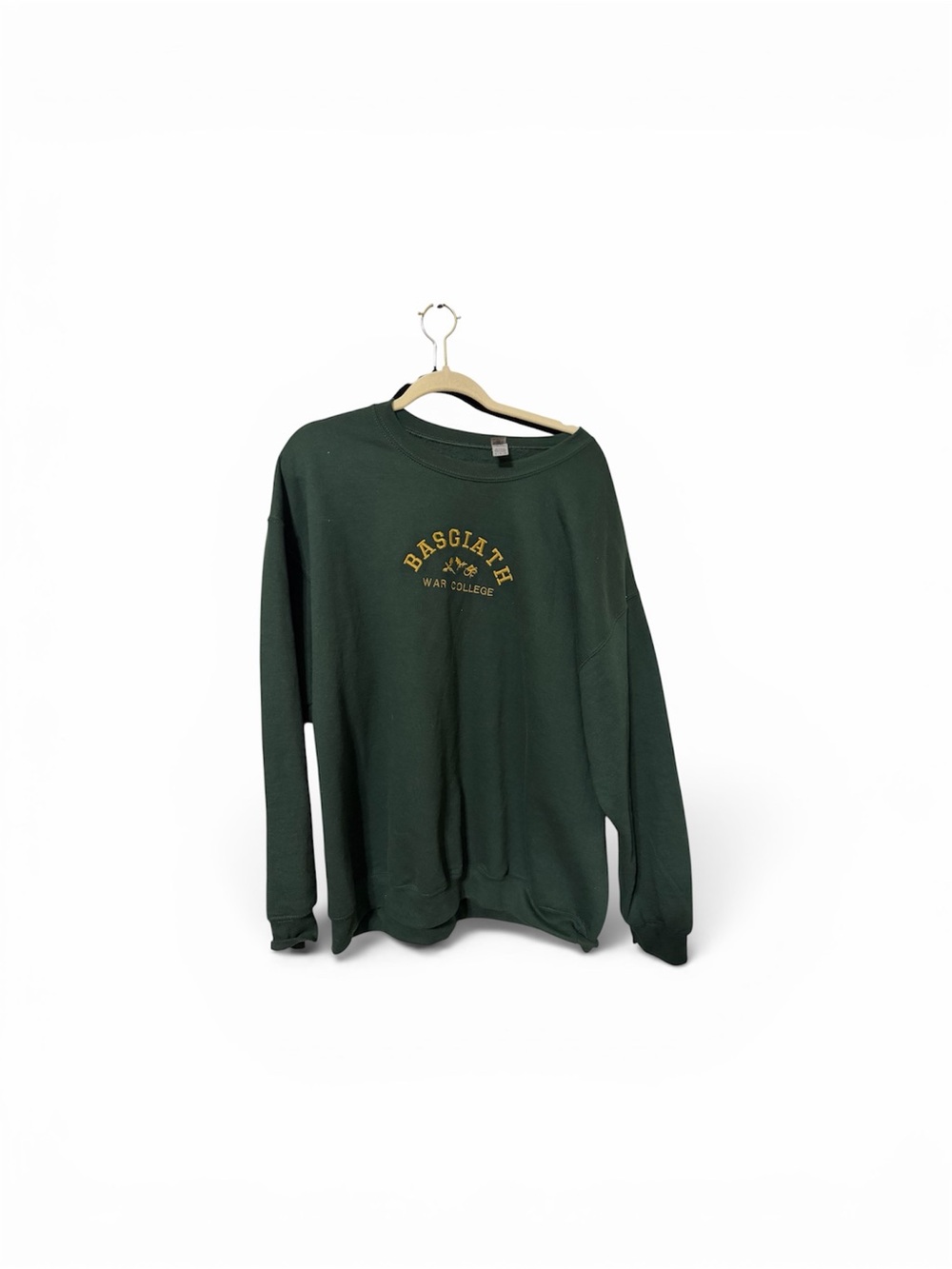 Fourth Wing Forest Green Crewneck Sweater with Gold Logo